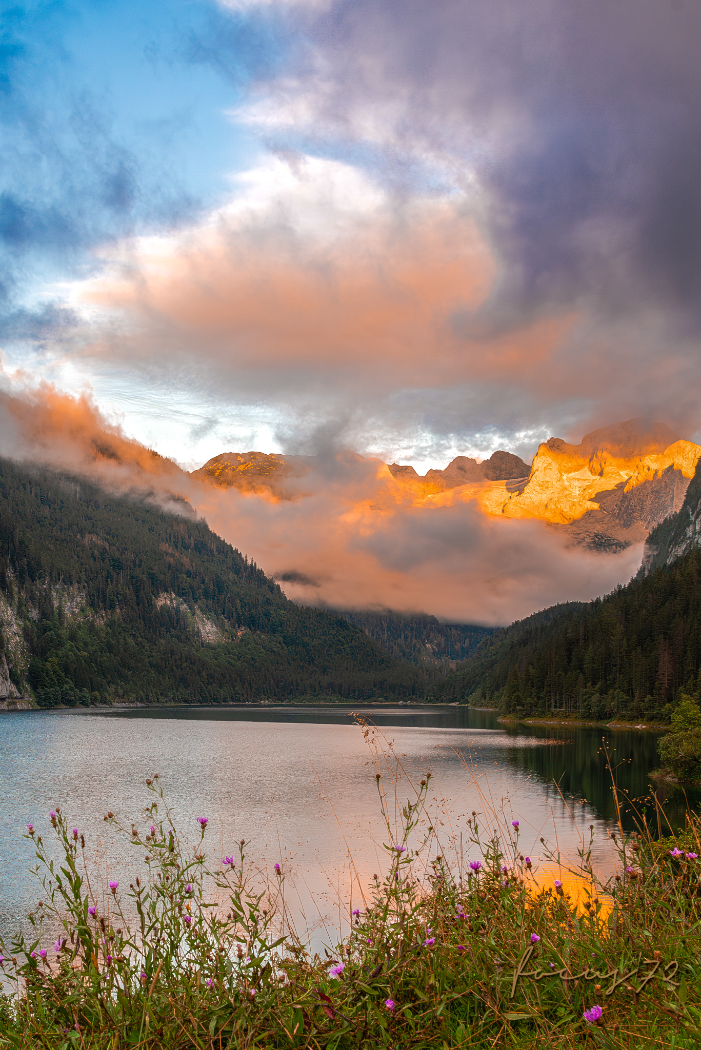 Gosausee Alpenglühn HDR WZ